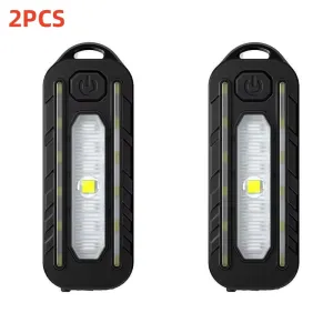 1/2Pcs Mini Thin Flashlight Tactical Police Shoulder Light USB Type-C Rechargeable Bicycle Taillight Helmet Lamp Keychain Light