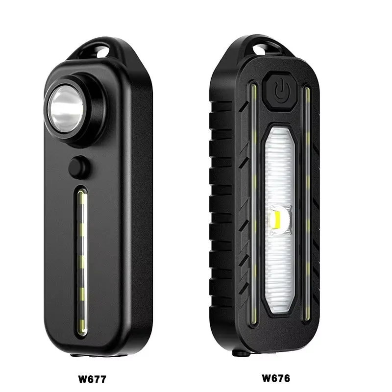1/2Pcs Mini Thin Flashlight Tactical Police Shoulder Light USB Type-C Rechargeable Bicycle Taillight Helmet Lamp Keychain Light