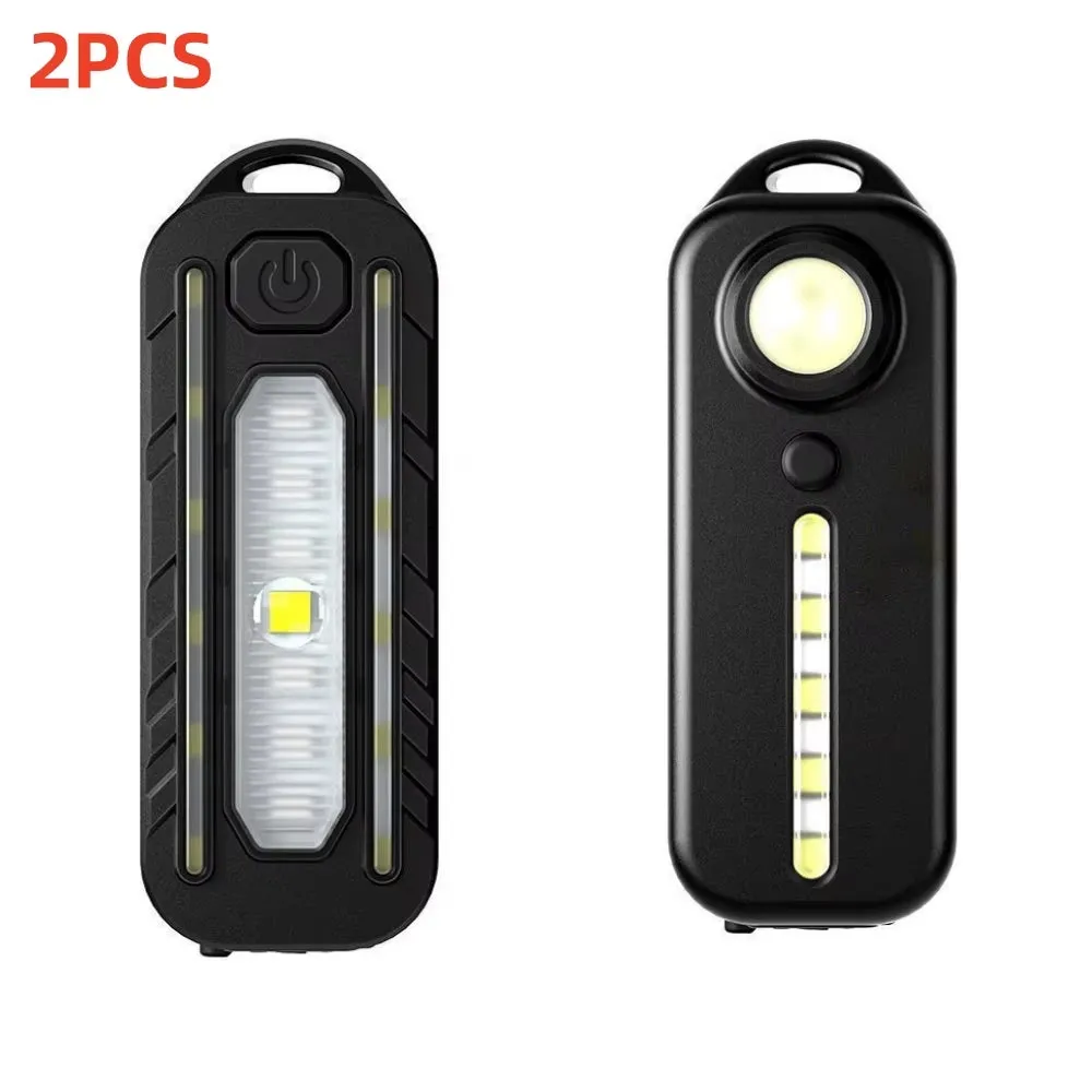 1/2Pcs Mini Thin Flashlight Tactical Police Shoulder Light USB Type-C Rechargeable Bicycle Taillight Helmet Lamp Keychain Light
