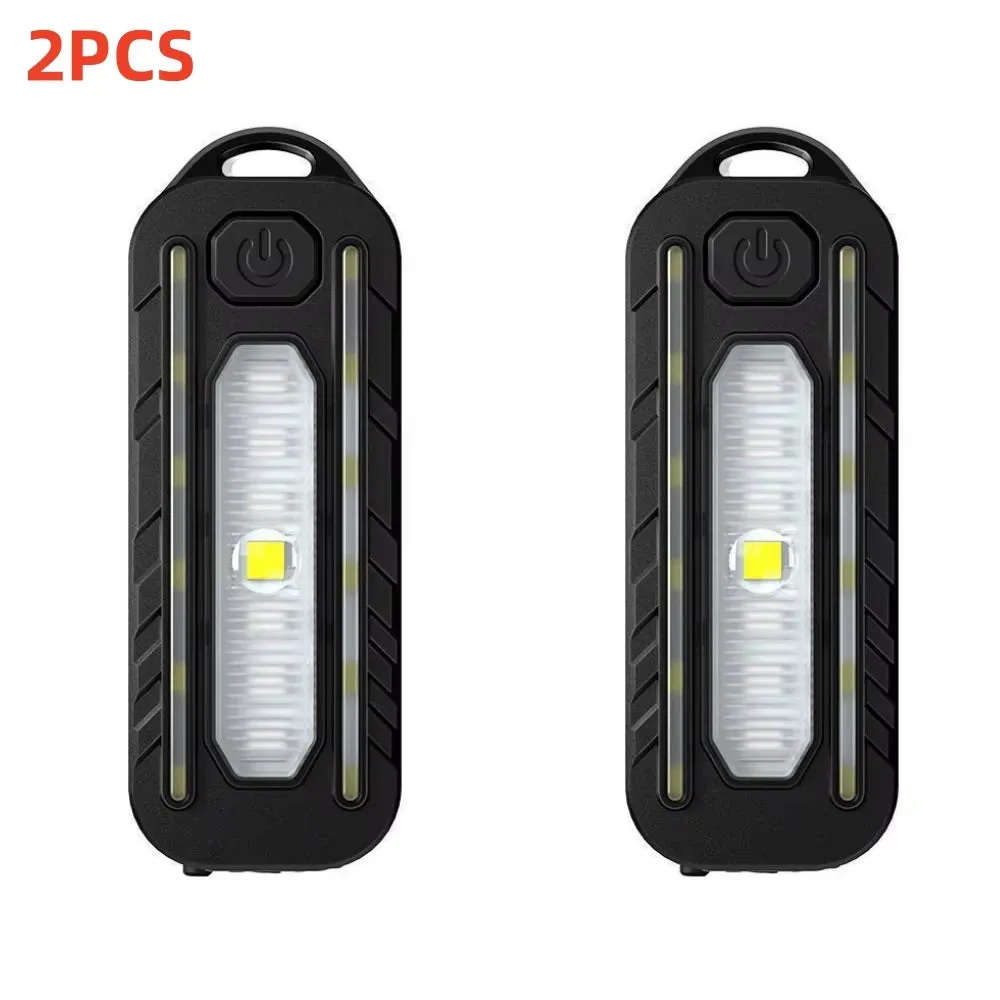 1/2Pcs Mini Thin Flashlight Tactical Police Shoulder Light USB Type-C Rechargeable Bicycle Taillight Helmet Lamp Keychain Light
