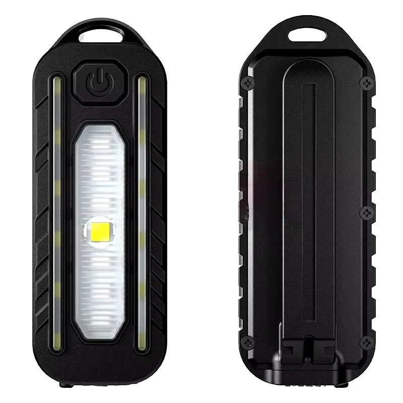 1/2Pcs Mini Thin Flashlight Tactical Police Shoulder Light USB Type-C Rechargeable Bicycle Taillight Helmet Lamp Keychain Light