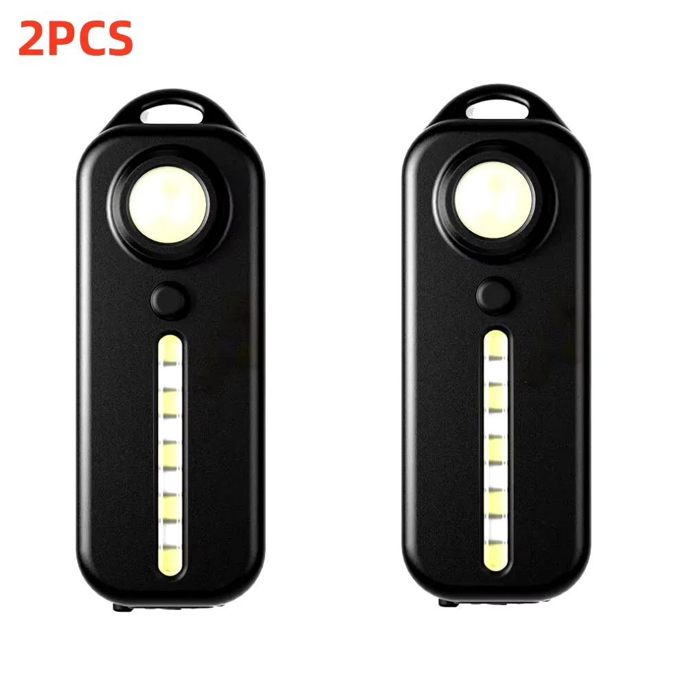 1/2Pcs Mini Thin Flashlight Tactical Police Shoulder Light USB Type-C Rechargeable Bicycle Taillight Helmet Lamp Keychain Light