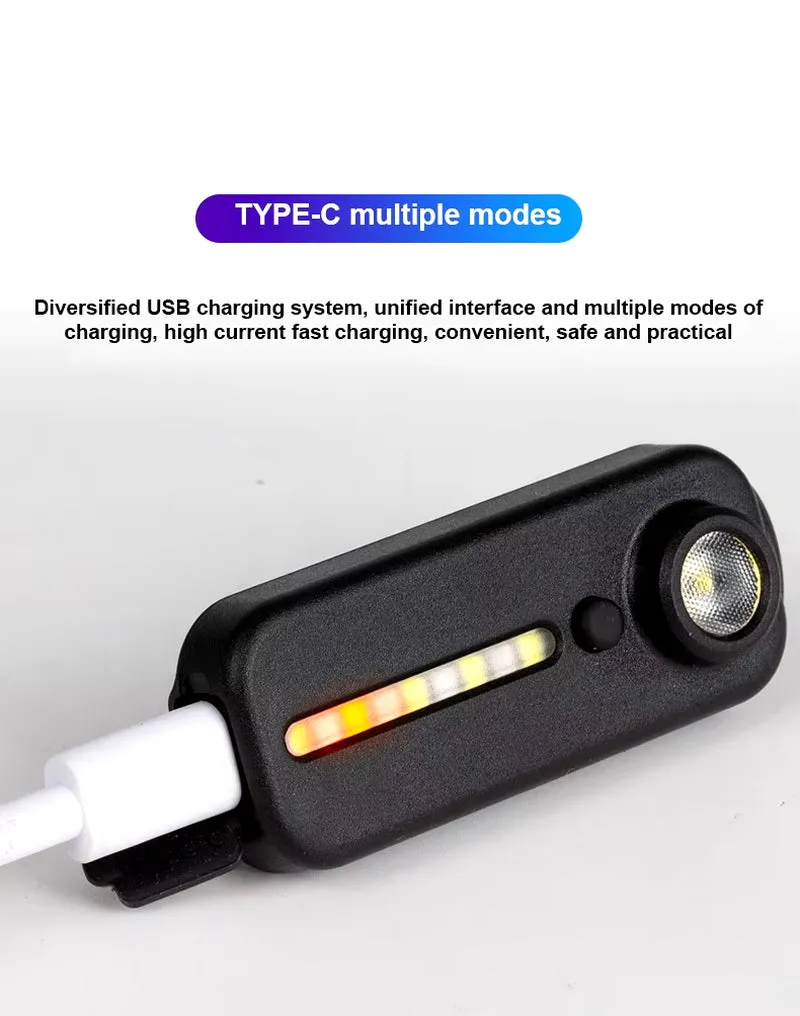 1/2Pcs Mini Thin Flashlight Tactical Police Shoulder Light USB Type-C Rechargeable Bicycle Taillight Helmet Lamp Keychain Light