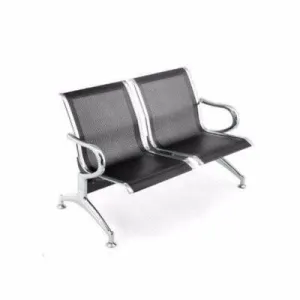 2 Seater Reception Metal Bench - Black
