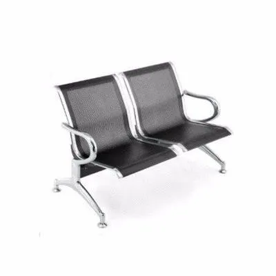 2 Seater Reception Metal Bench - Black