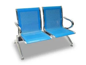 2 Seater Reception Metal Bench - Blue