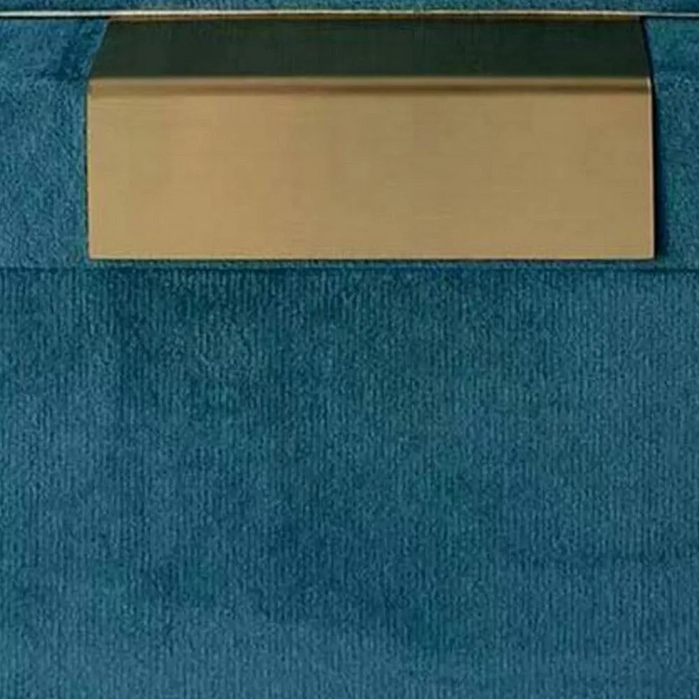 7, 8, 9 Inch Jewelry Box, Set of 3, Gold Accents, Teal Velvet Upholstery By Casagear Home