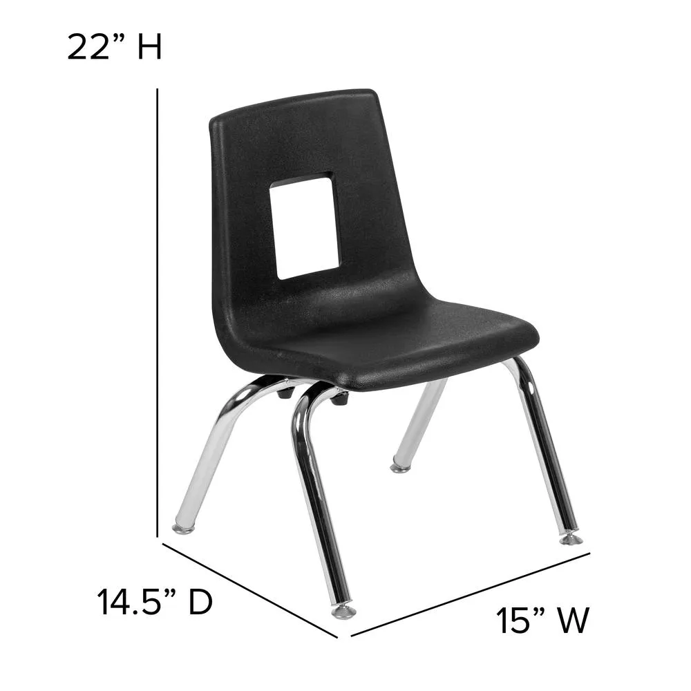 Advantage Black Student Stack School Chair - 12-Inch By Flash Furniture