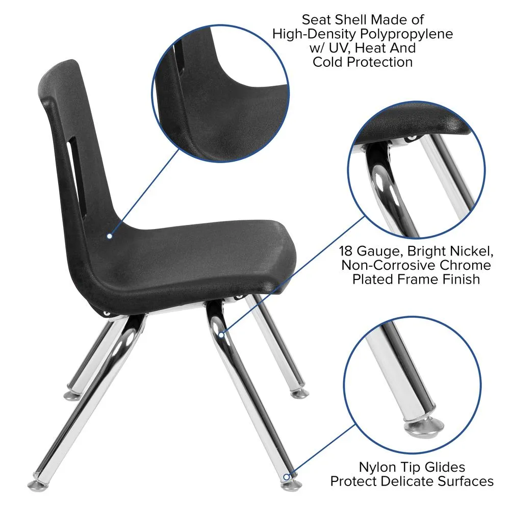 Advantage Black Student Stack School Chair - 12-Inch By Flash Furniture