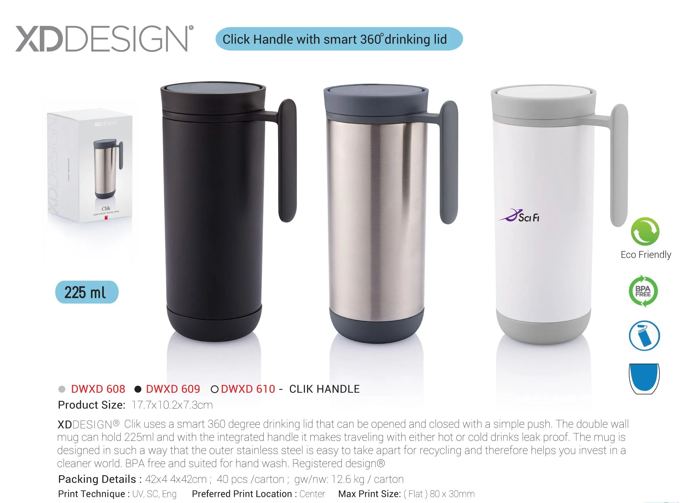 AMS- DWXD 609 XDdesign CLIK HANDLE Drinkware Black