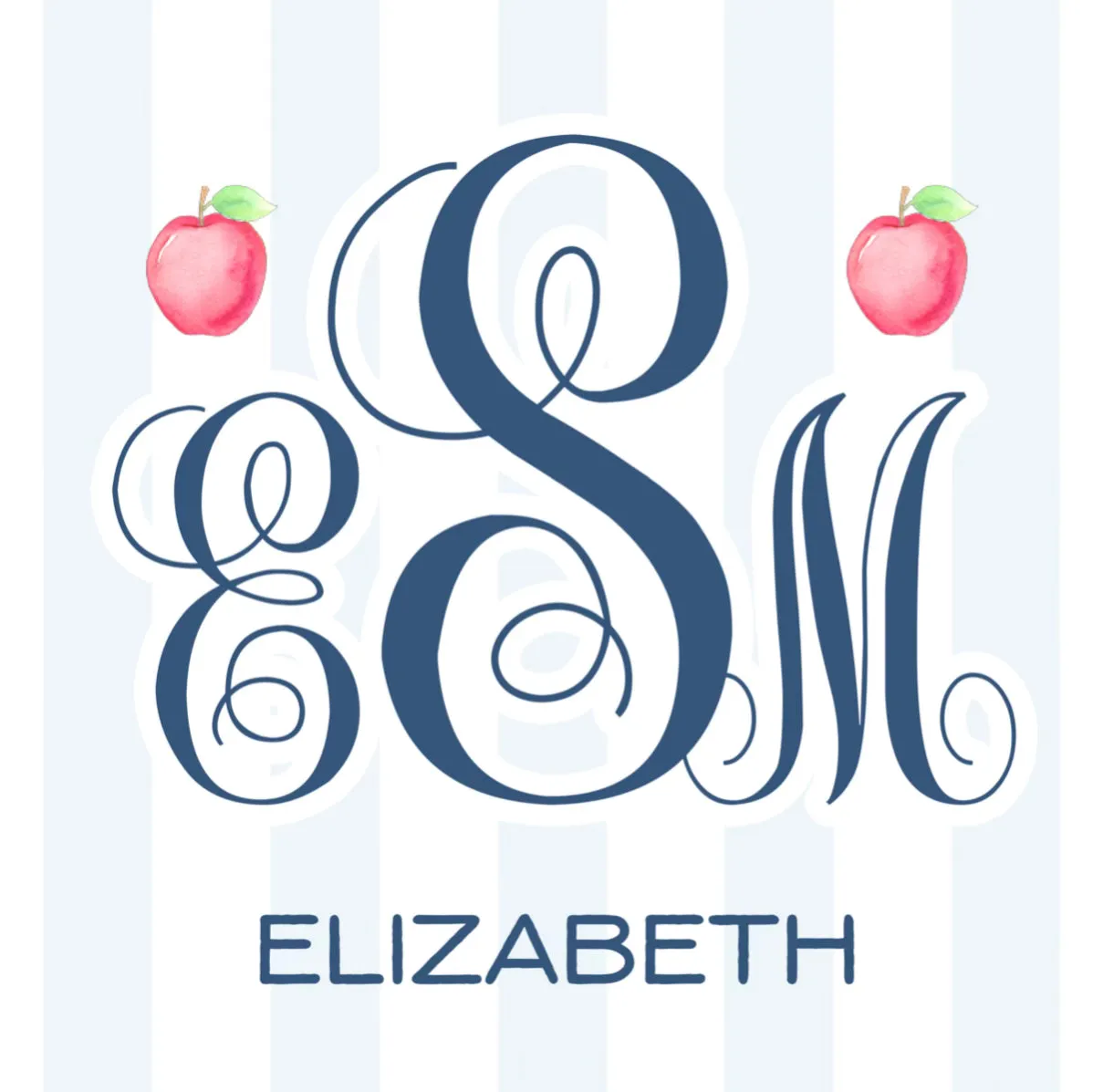 Apple Bag Tag- Blue Stripe Girl