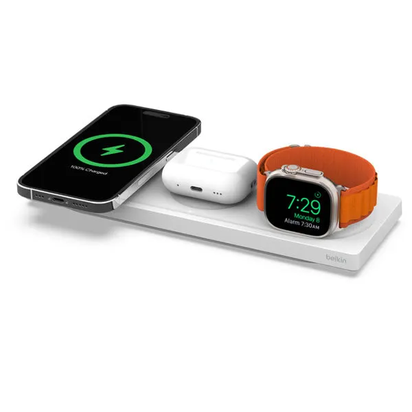 BELKIN BoostCharge Pro 15W 3-in-1 Wireless Charging Pad - White