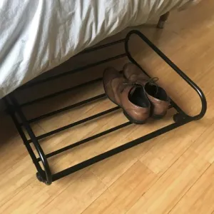 Black Metal Rolling Under-Bed Storage Cart