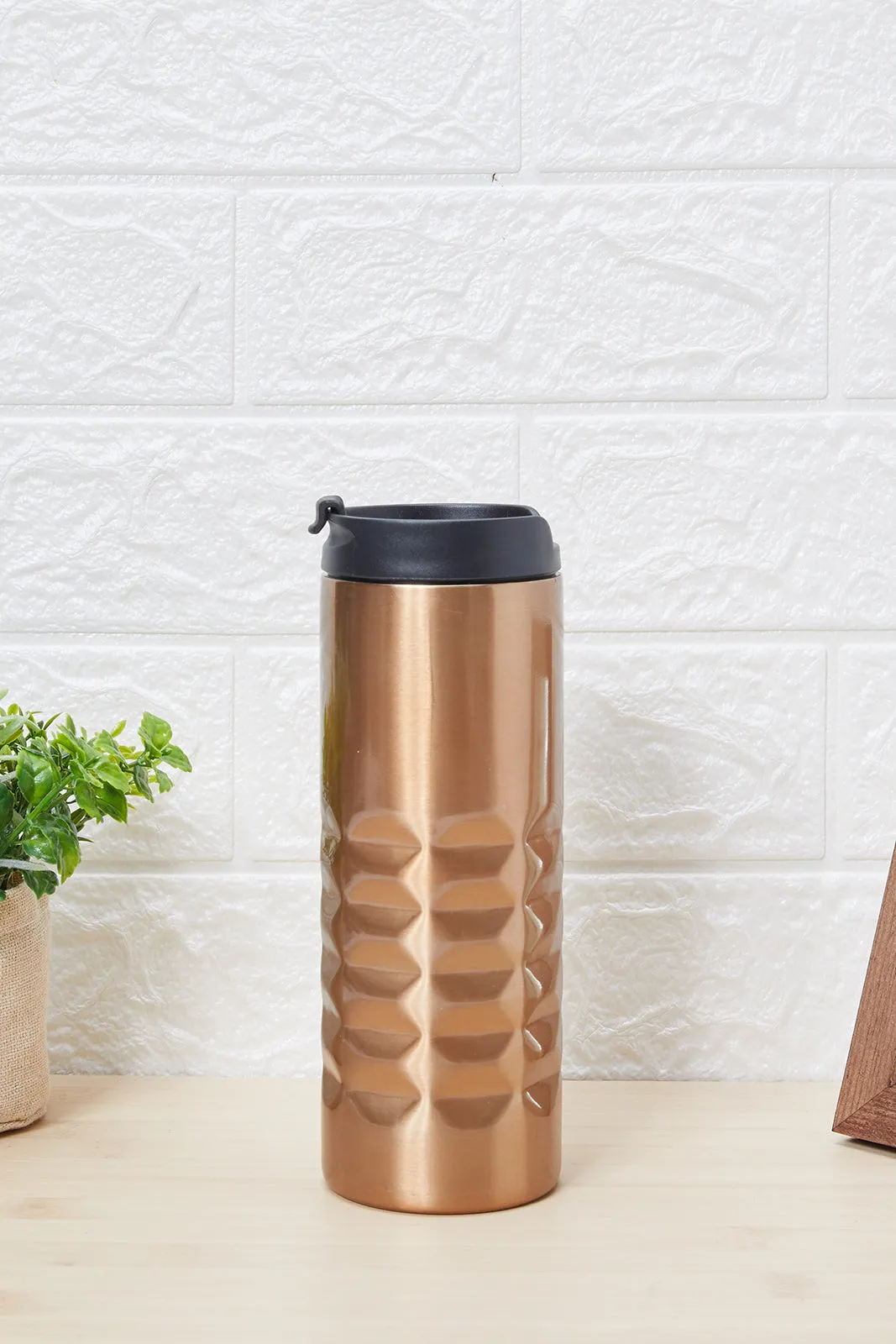 Brown Embossed Travel Mug