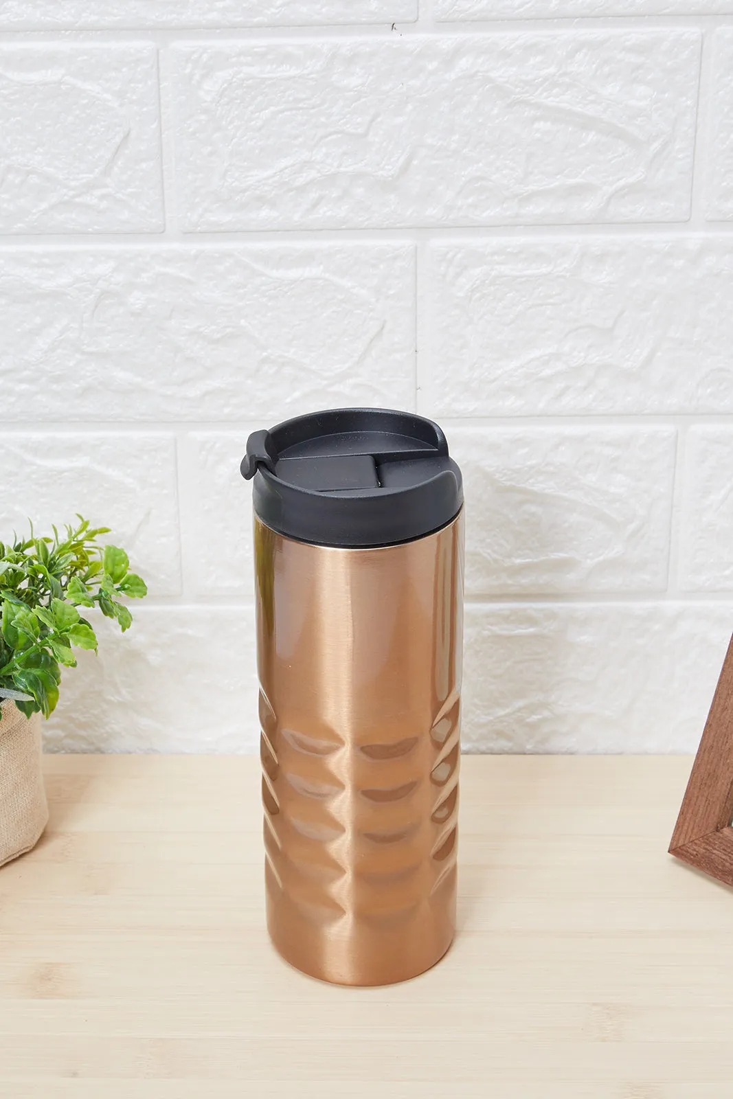 Brown Embossed Travel Mug