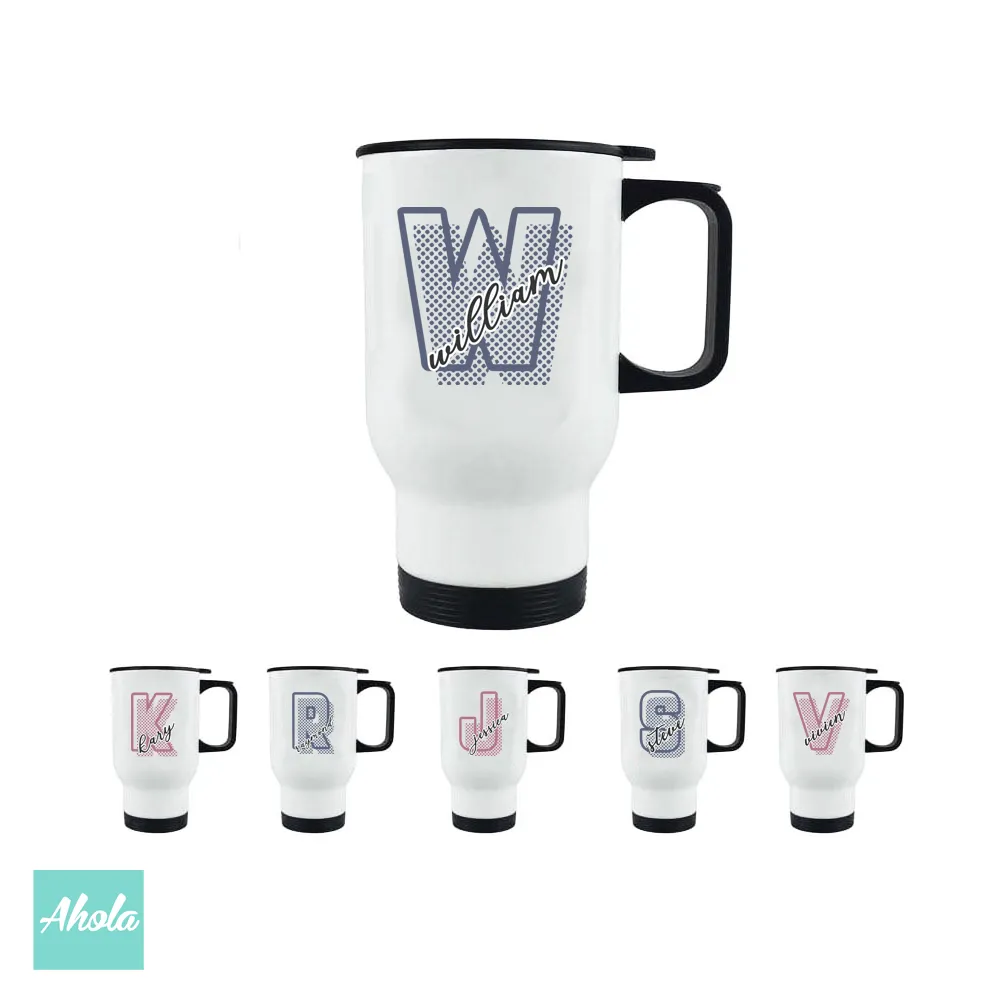 【Dotted Initial】Stainless Steel Travel Tumbler 點點字母不鏽鋼保溫杯