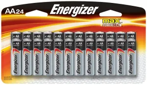 Energizer E91 E91BP-24 Battery, 1.5 V Battery, 2779 mAh, AA Battery, Alkaline, Manganese Dioxide, Zinc, Black :CD 24: QUANTITY: 1