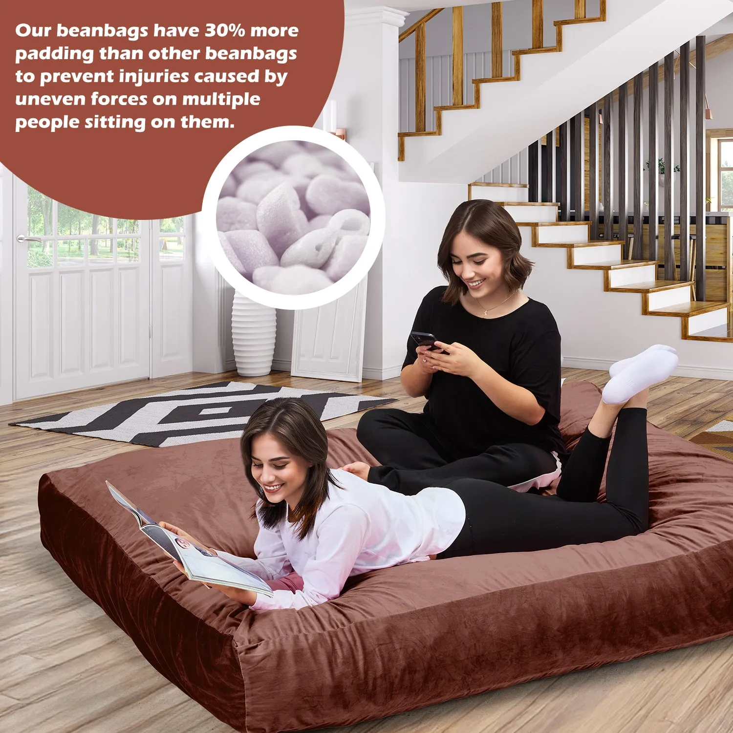EROMMY 5ft Giant Gorilla Bean Bag Sofa Chair Bed for Adults, Brown