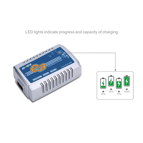 EV-Peak E3 AC Lipo Balancing Battery Charger (3Amps, 35Watts)