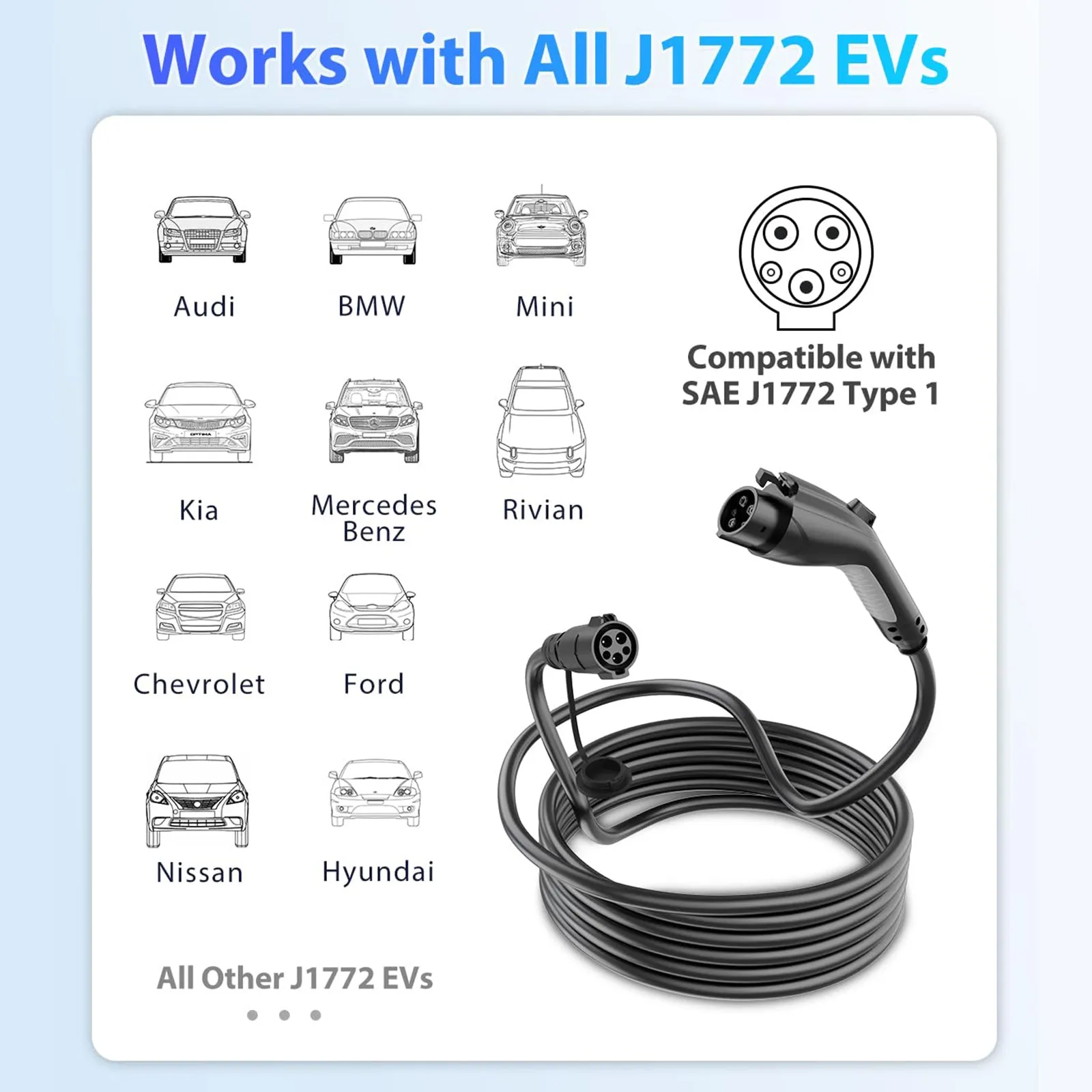 EVDANCE J1772 EV Extension Cord  32A 21/40FT