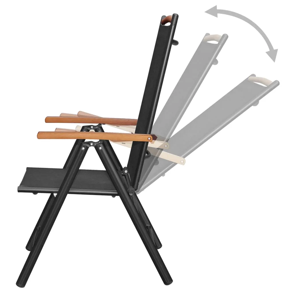 Folding Patio Chairs 2 pcs Aluminum and Textilene Black