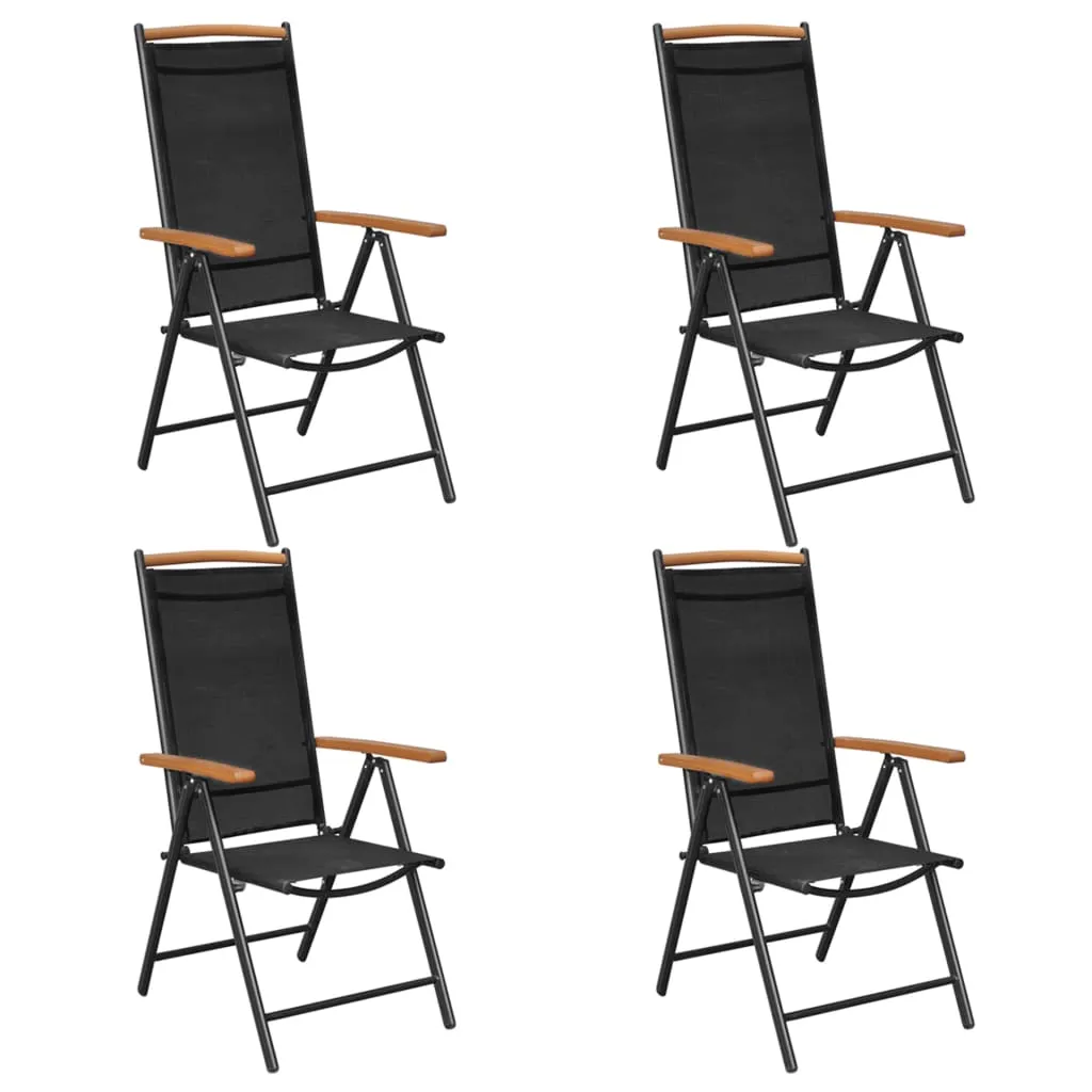 Folding Patio Chairs 2 pcs Aluminum and Textilene Black