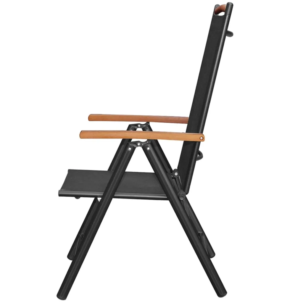 Folding Patio Chairs 2 pcs Aluminum and Textilene Black