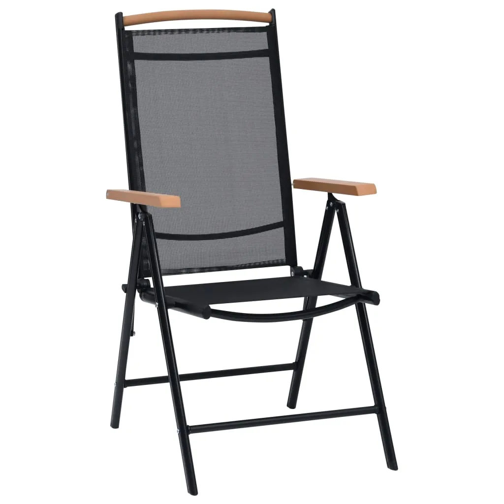 Folding Patio Chairs 2 pcs Aluminum and Textilene Black