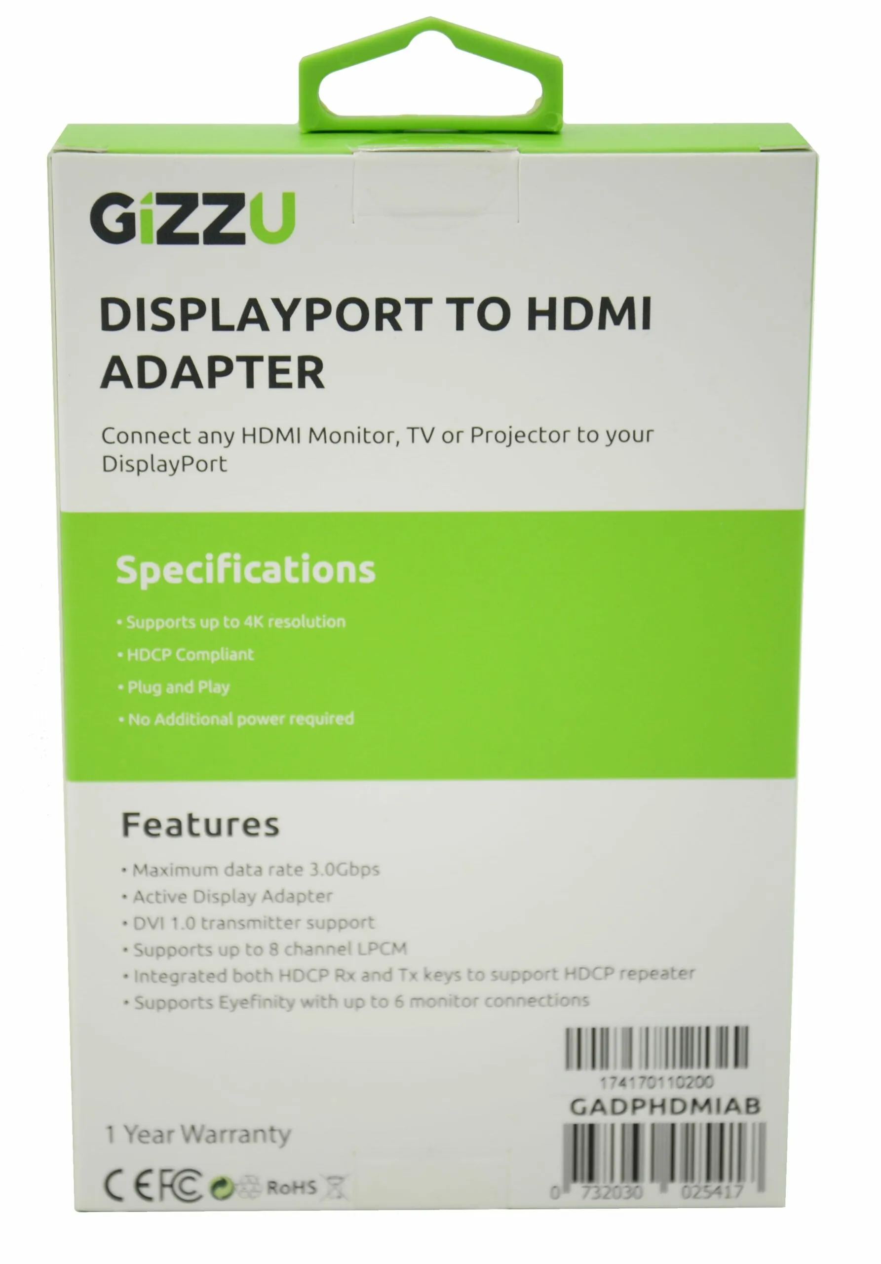 Gizzu Active Displayport To Hdmi Adapter