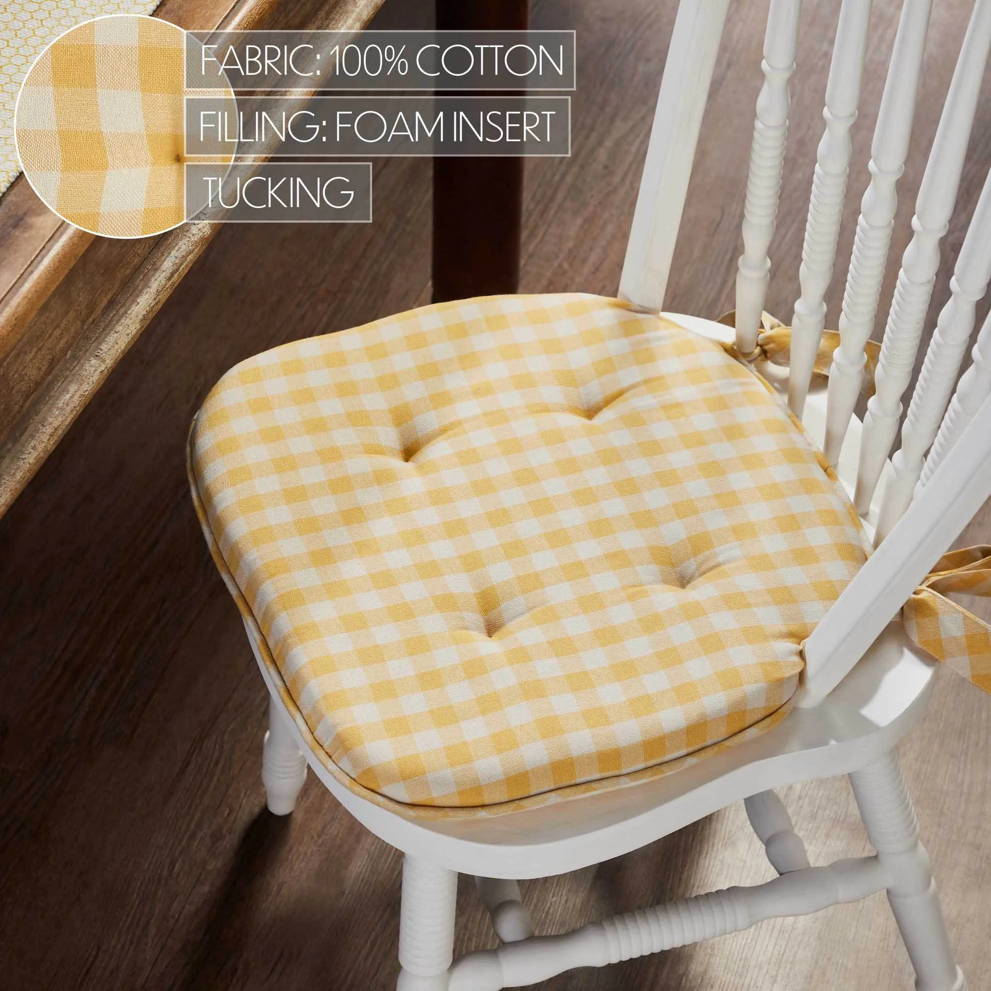 Golden Honey Check Chair Pad 16.5x18