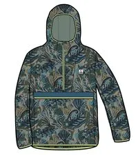 Gusto Recycled Windshell Anorak - Abstract Seaweed Pistachio