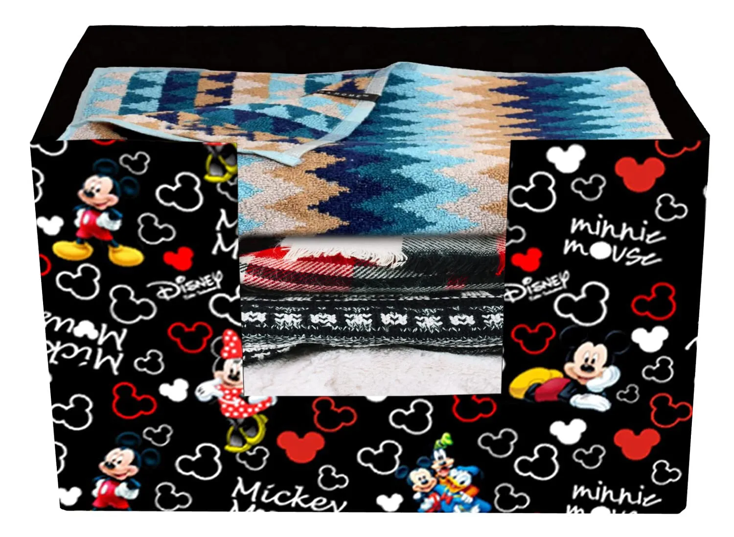 Heart Home Disney Mickey Mouse Printed Multiuses Non-Woven Closet Organizer, Storage Bin, Shelf Storage Oragnizer With Handle (Black)-HS43HEARTH26375