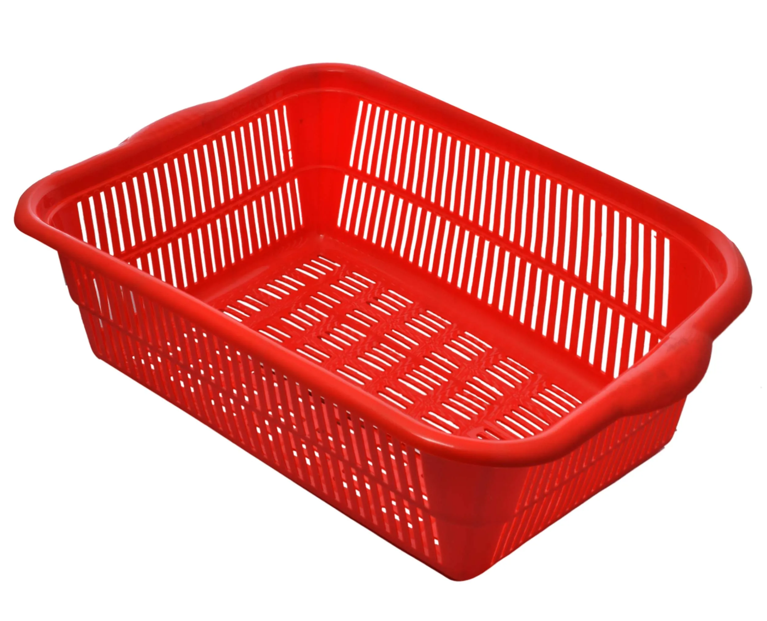 Heart Home Plastic Kitchen Small Size Dish Rack Drainer Vegetables and Fruits Washing Basket Dish Rack Multipurpose Organizers (Red)- HEART3608