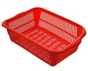 Heart Home Plastic Kitchen Small Size Dish Rack Drainer Vegetables and Fruits Washing Basket Dish Rack Multipurpose Organizers (Red)- HEART3608