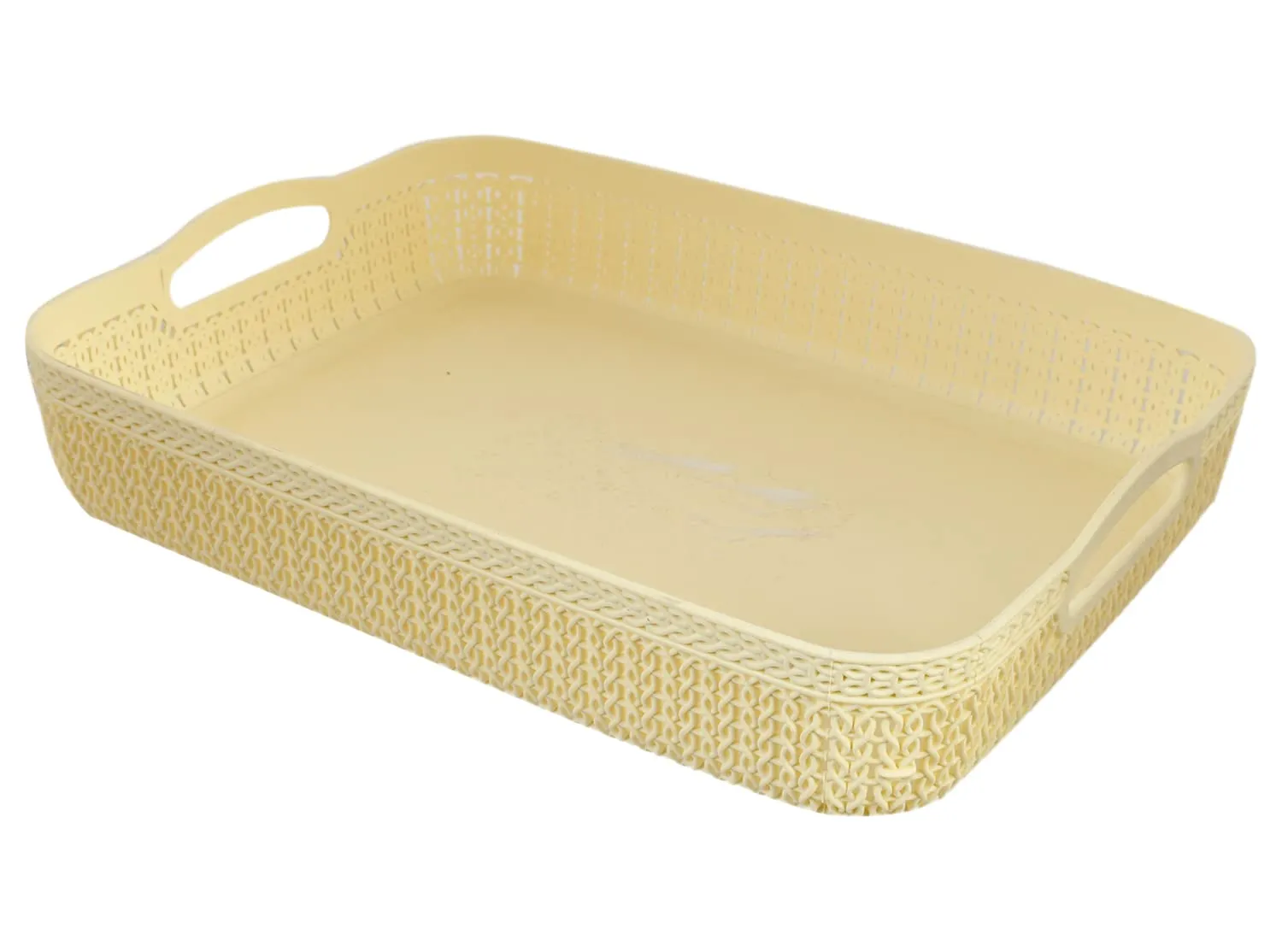 Heart Home Q-4 Multiuses Designer Unbreakable Plastic Storage Basket/Organizer/Bin For Home, Kitchen, Bathroom, Office Use Pack of 4 (Grey & White)-50HH01607