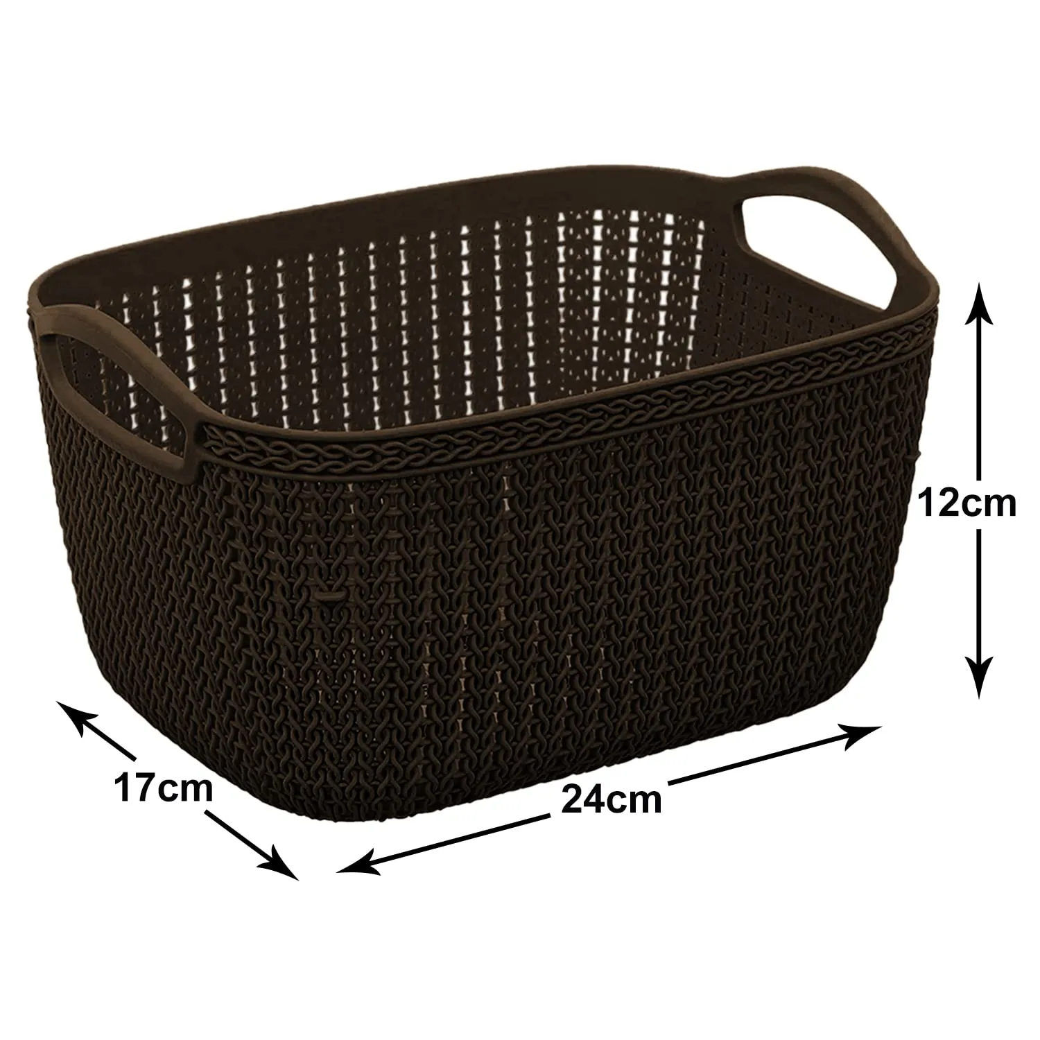 Heart Home Q-5 Designer Plastic Storage Basket For Store Fruits, Vegetables, Magazines, Cosmetics, Stationary Pack of 4 (Green & Brown)-50HH01648
