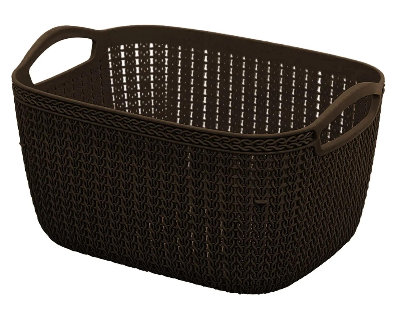Heart Home Q-5 Designer Plastic Storage Basket For Store Fruits, Vegetables, Magazines, Cosmetics, Stationary Pack of 4 (Green & Brown)-50HH01648