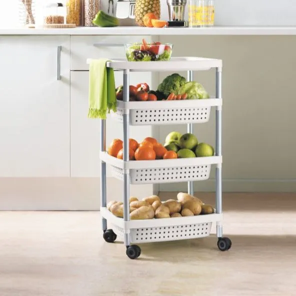 Heavy Duty Vegetable Trolley 4 Tier White