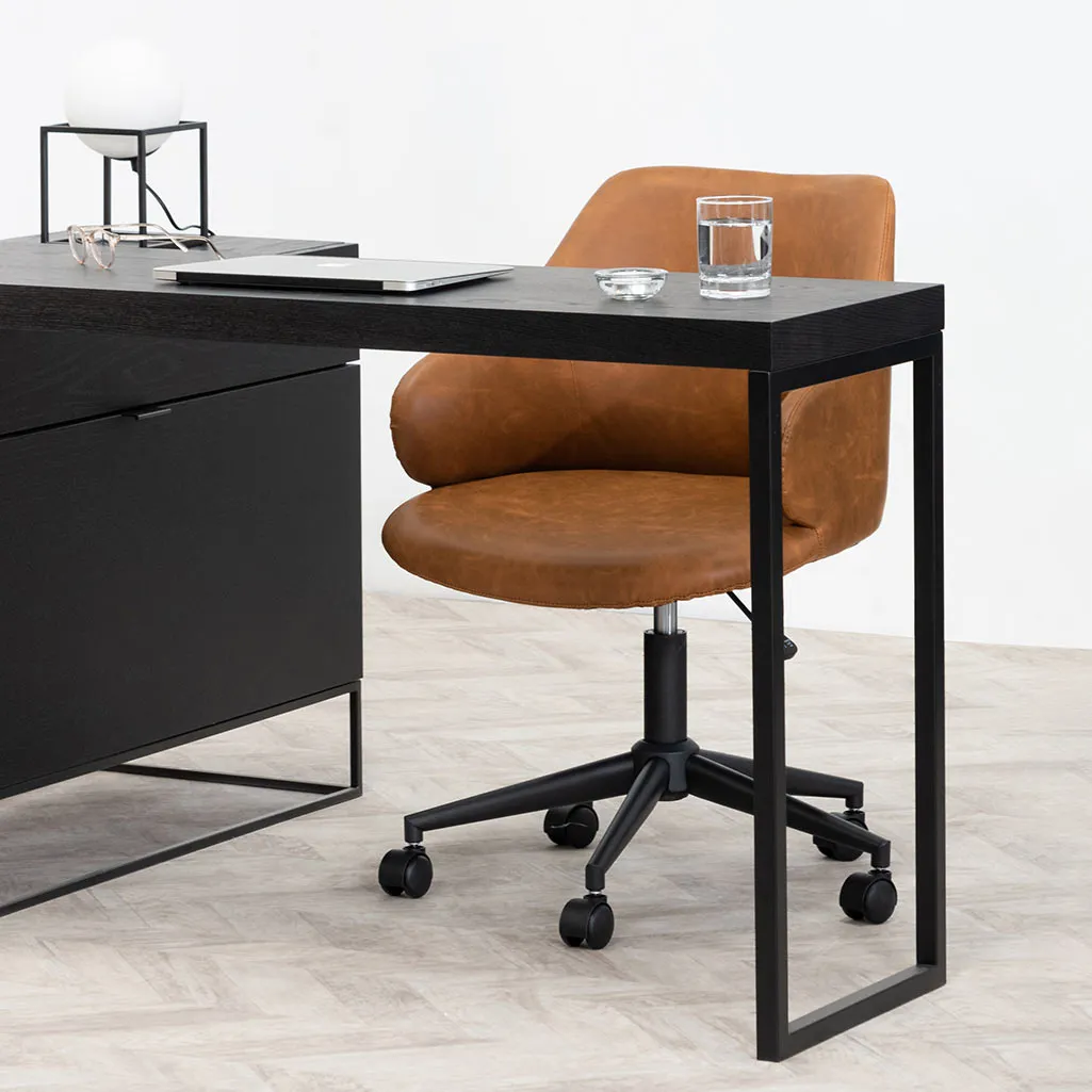 Hester Office Chair - Vintage Tan with Black Base