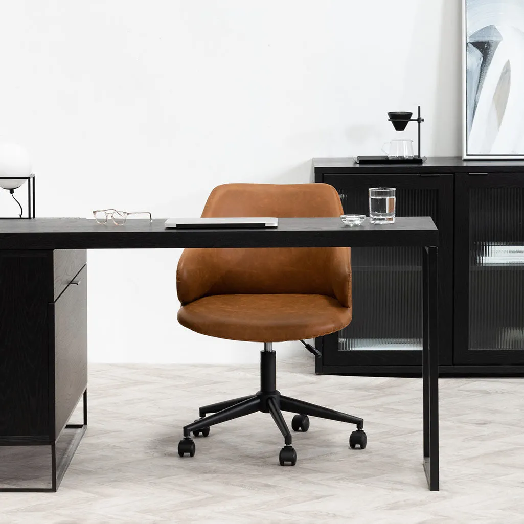Hester Office Chair - Vintage Tan with Black Base