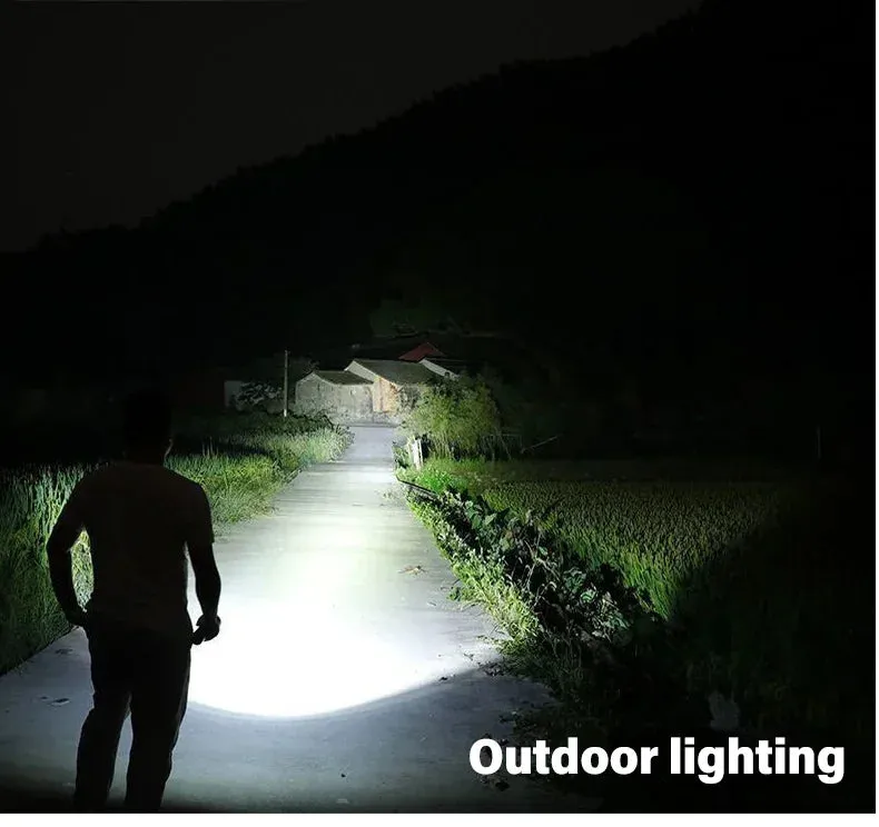 High Strong Power Led Flashlights 2000LM Tactical Torch with Display Light USB Charging Camping Fishing Emergency Zoom Lantern