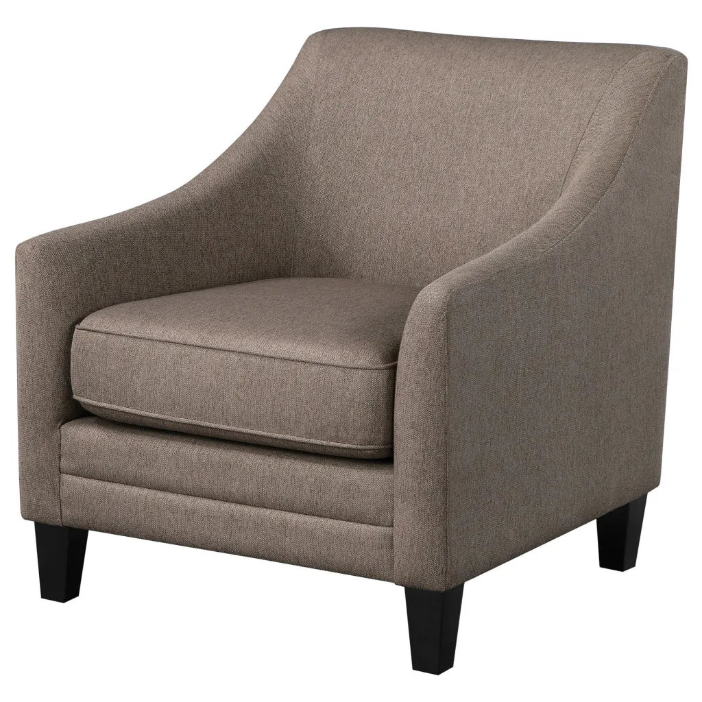 Iam 29 Inch  Accent Club Chair, Sloped Arms, Padded Camel Brown Upholstery By Casagear Home