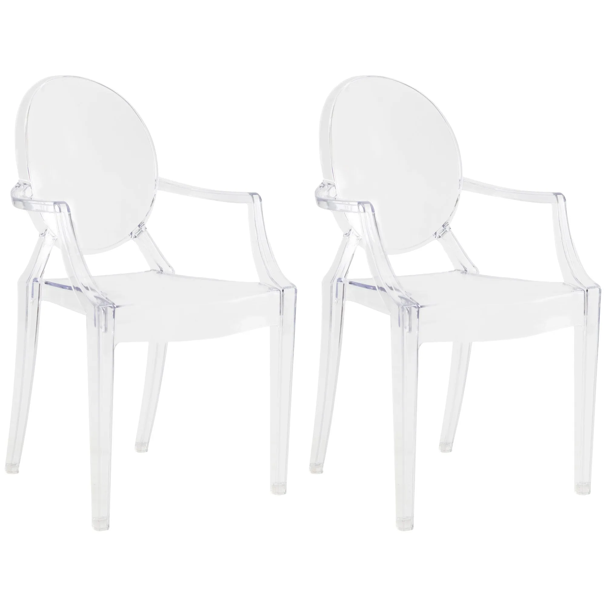 JOON 2 Pack Kids Ghost Chairs with Armrest, 25x13x14.5 Inches, Transparent