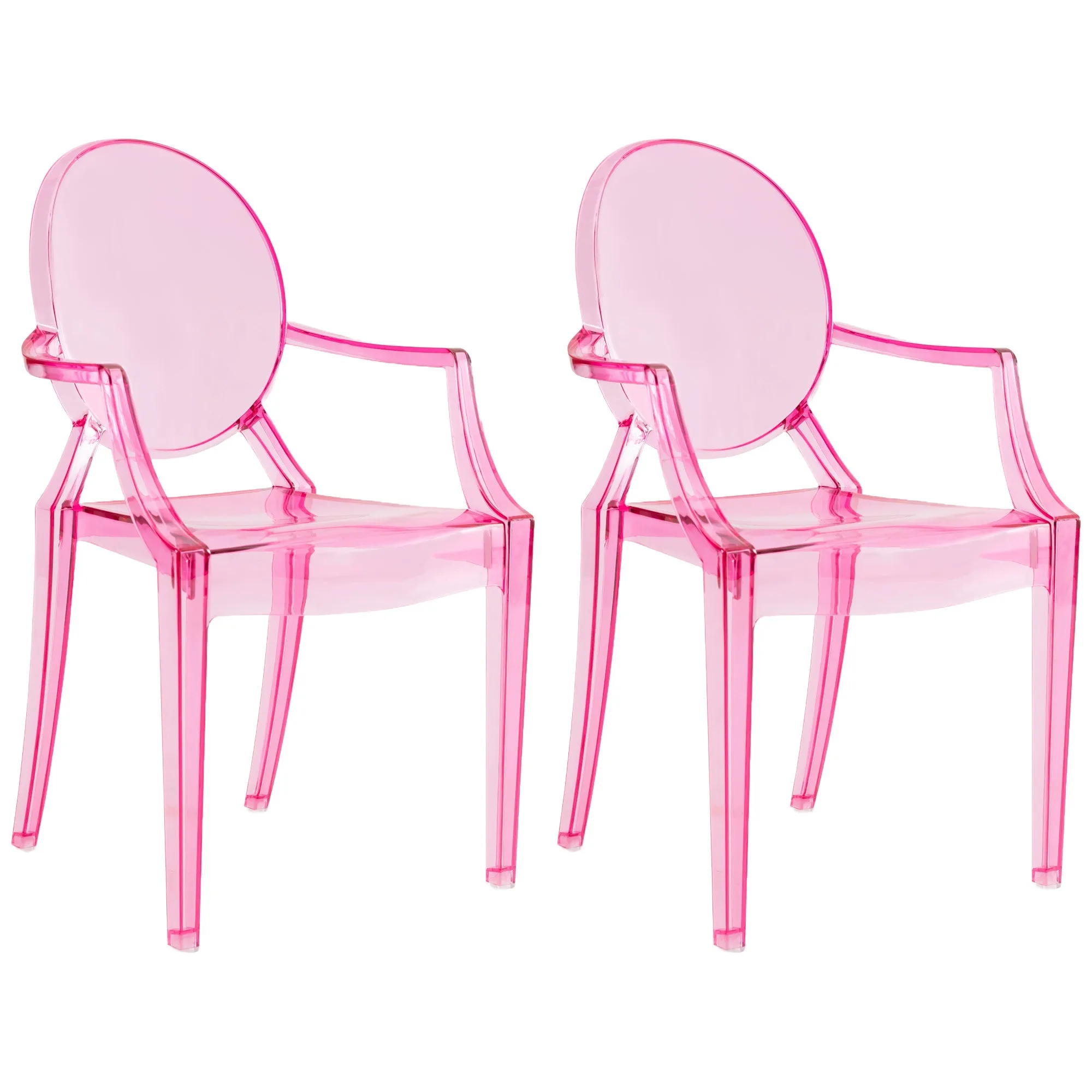 JOON 2 Pack Kids Ghost Chairs with Armrest, 25x13x14.5 Inches, Transparent