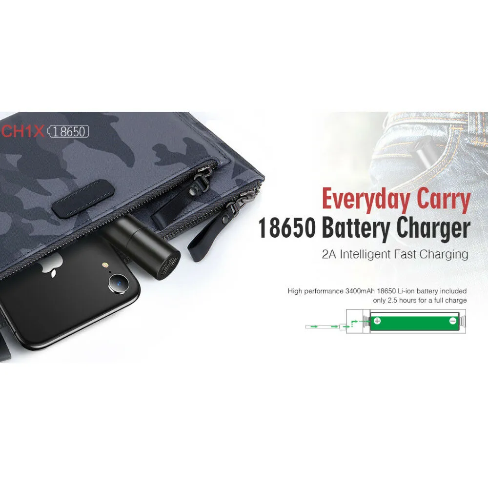 Klarus CH1X Multi-Functional Mini 2-in-1 Power Bank and Battery Charger - Black