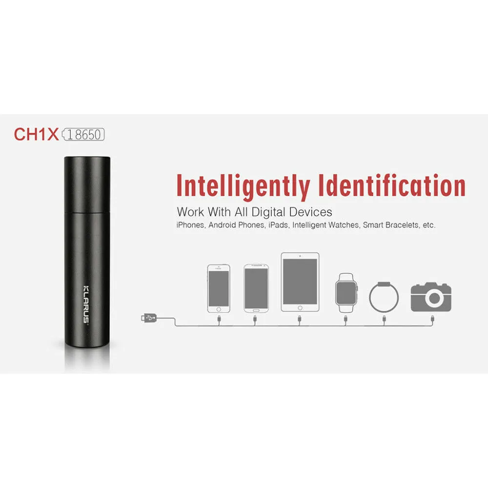 Klarus CH1X Multi-Functional Mini 2-in-1 Power Bank and Battery Charger - Black