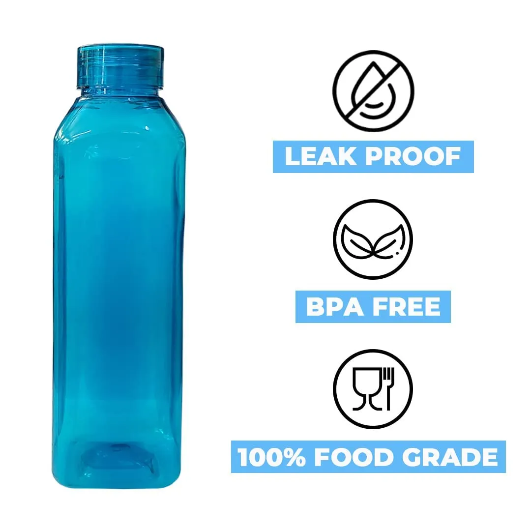 Kuber Industries BPA Free Plastic Water Bottles | Unbreakable, Leak Proof, 100% Food Grade Plastic | for Kids & Adults | Refrigerator Plastic Bottle Set of 6|Blue (Pack of 4)