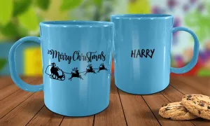 Merry Christmas Plastic Christmas Mug - Blue