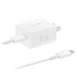 New - Samsung 25W Super Fast USB-C Wall Charger with USB-C Cable - White
