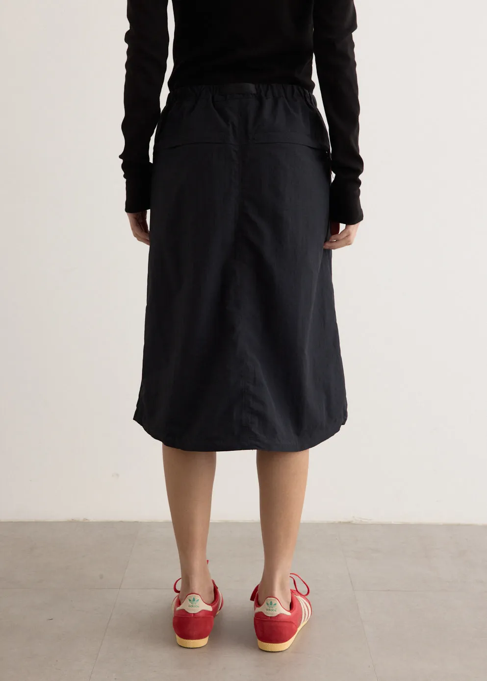 Nylon Packable Midi Skirt